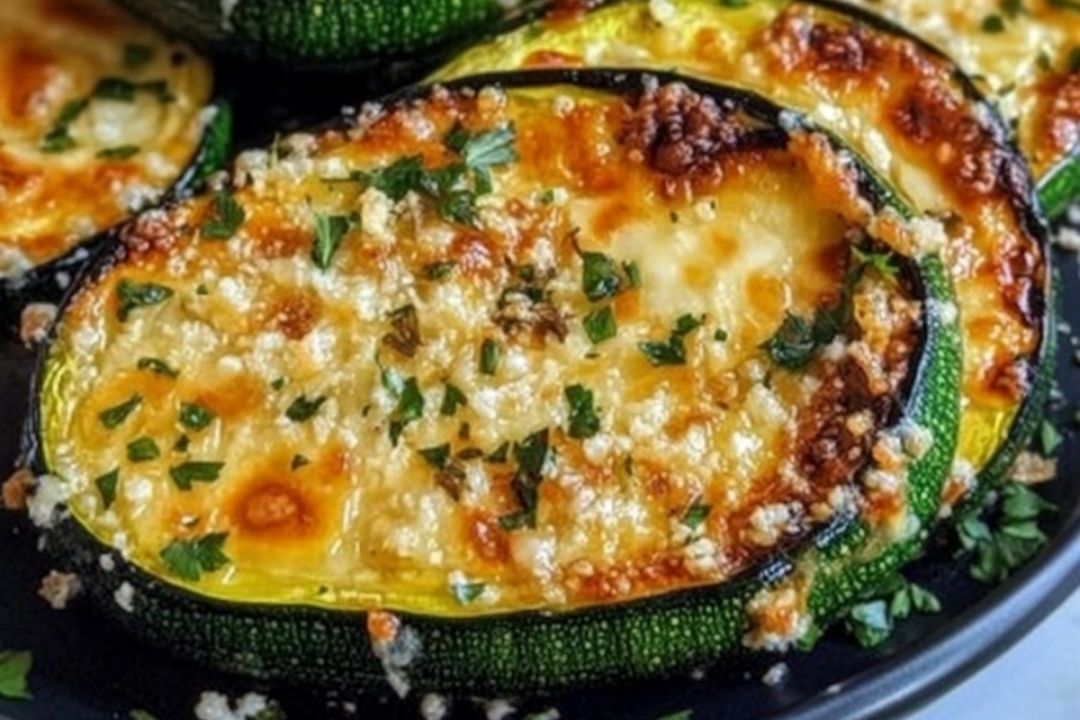 Cheesy Garlic Zucchini Steaks |