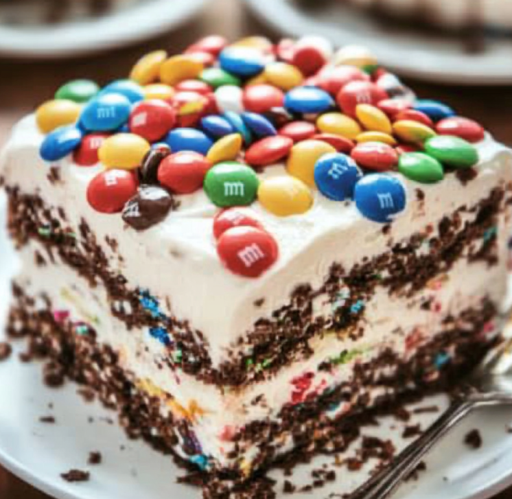 Easy M&M Ice Cream Sandwich Cake Recipe
