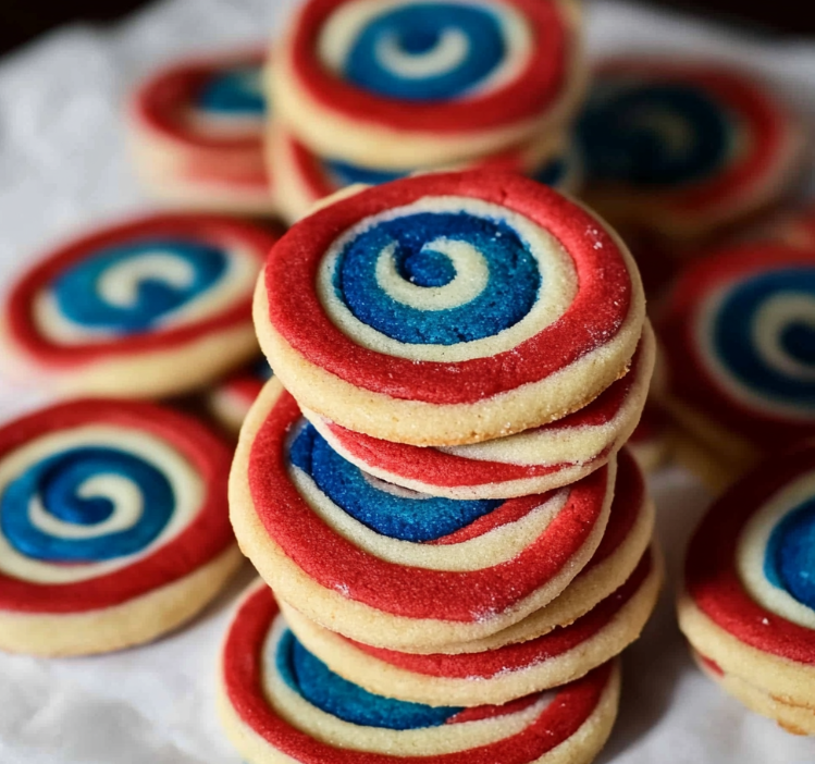 Red, White and Blue Pinwheel Icebox Cookies