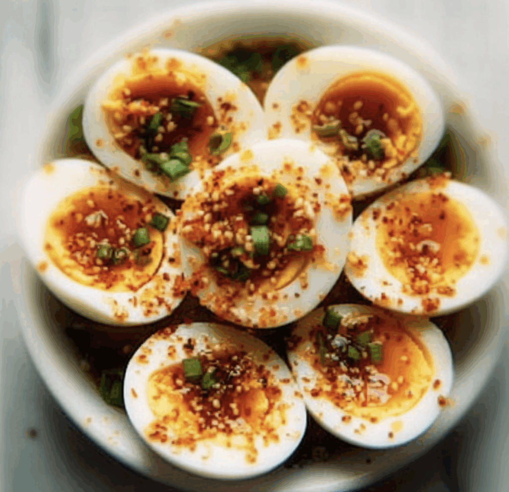 Spicy Chili Garlic Deviled Eggs