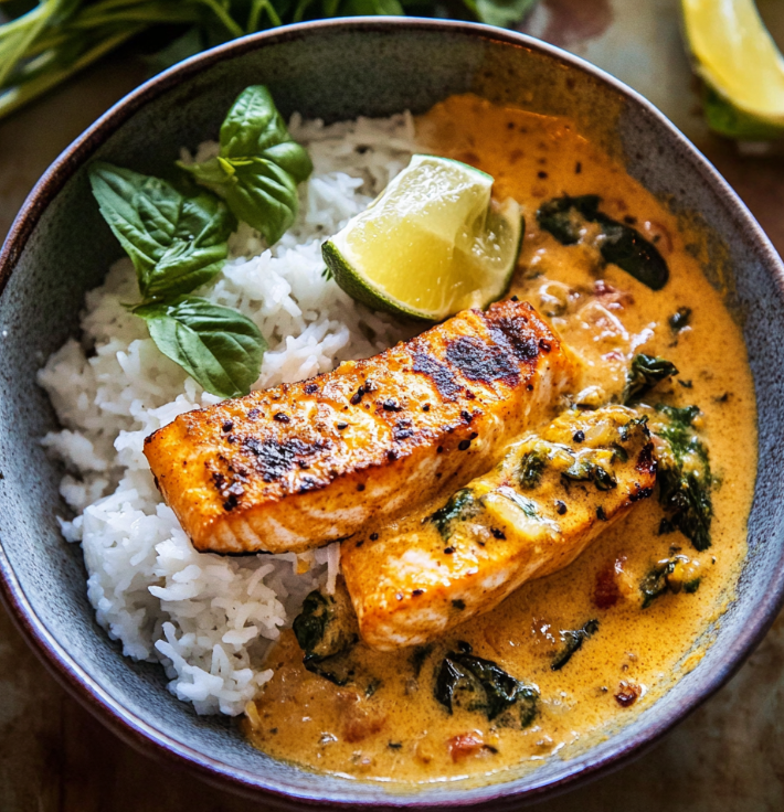 Coconut Curry Salmon with Garlic Butter