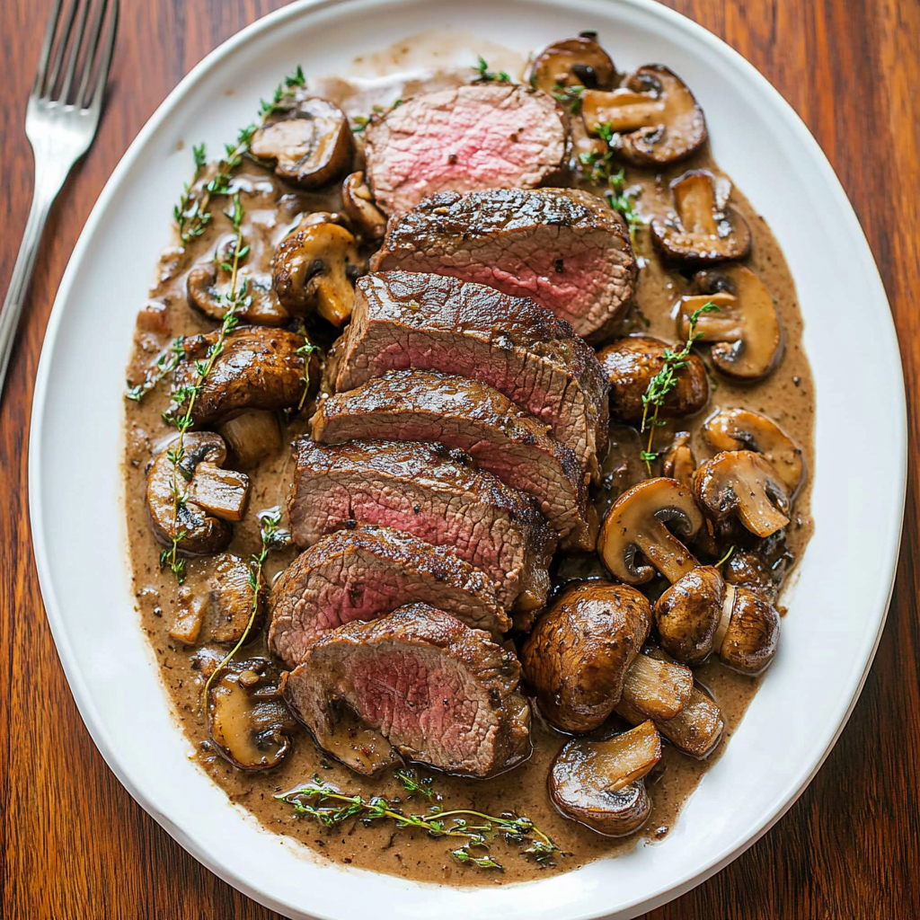 Beef Tenderloin with Mushroom Sauce