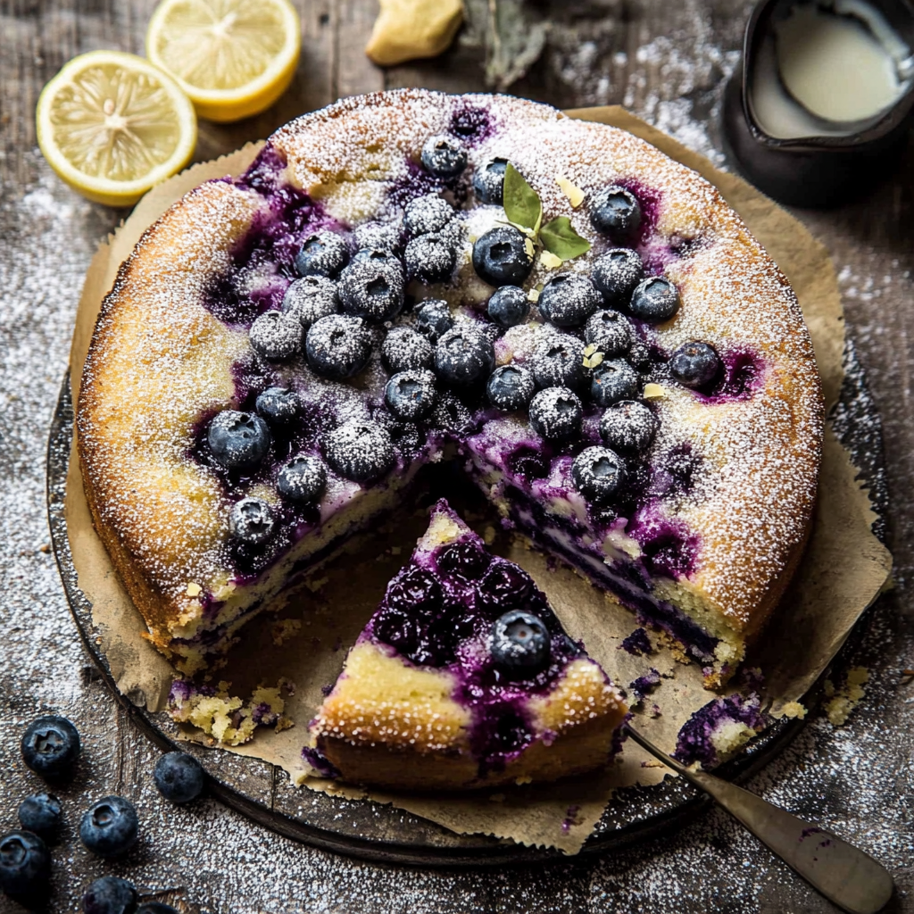 Blueberry Lemon Poppy Seed Custard Cake