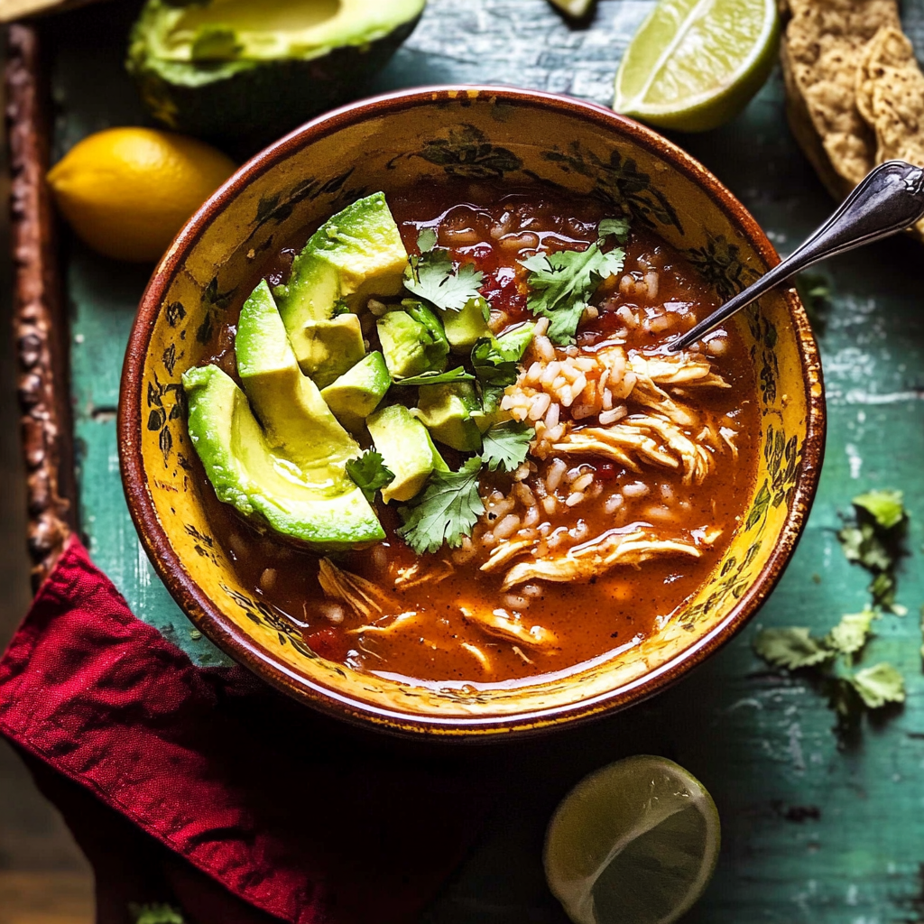 Chipotle Chicken and Avocado Rice Soup