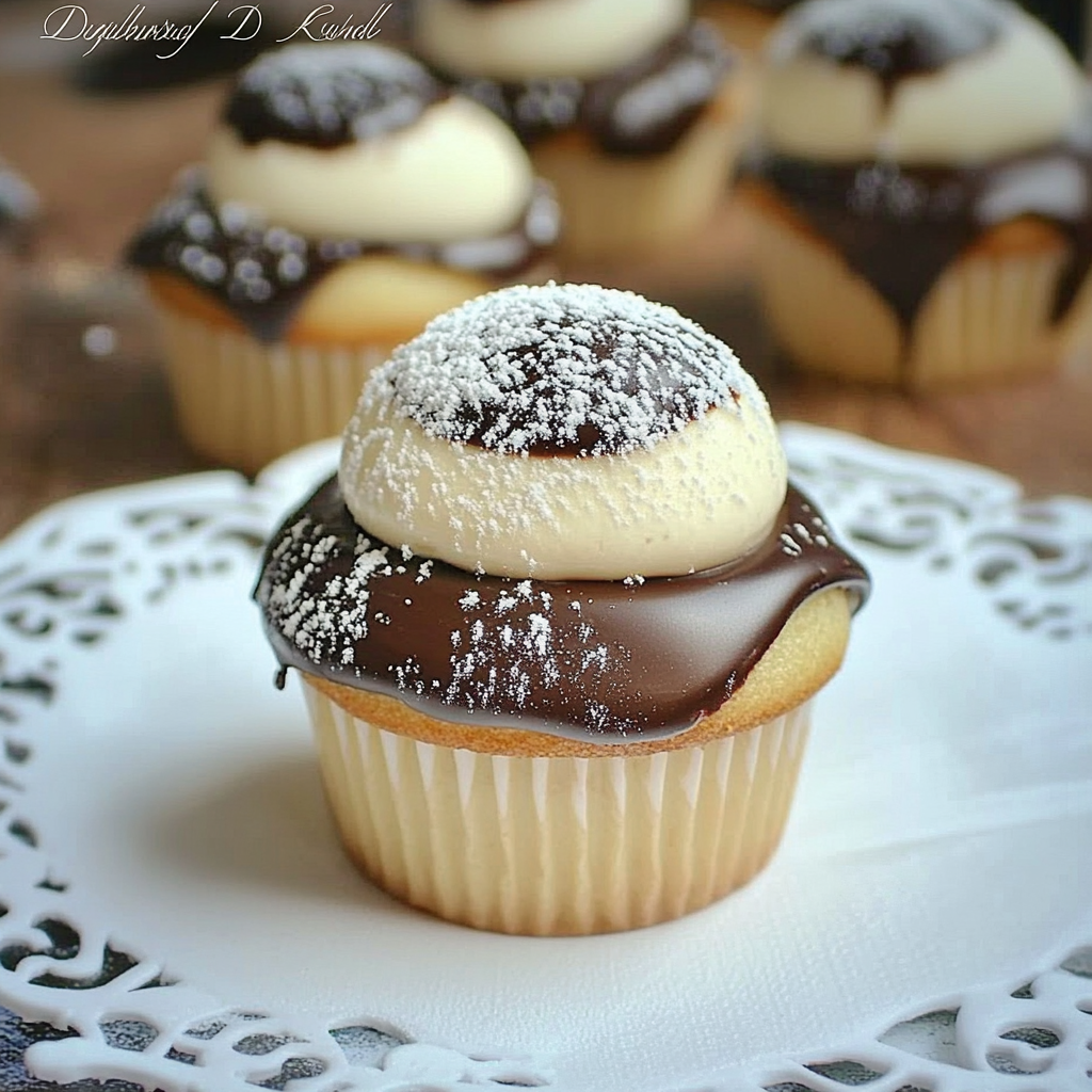 Chocolate Dipped Cannoli Cupcakes