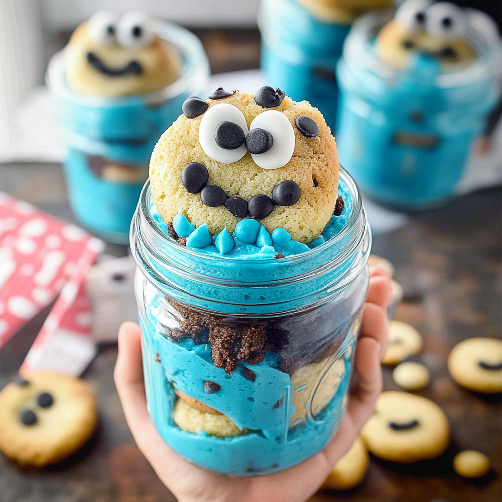 Cookie Monster Cake Jars