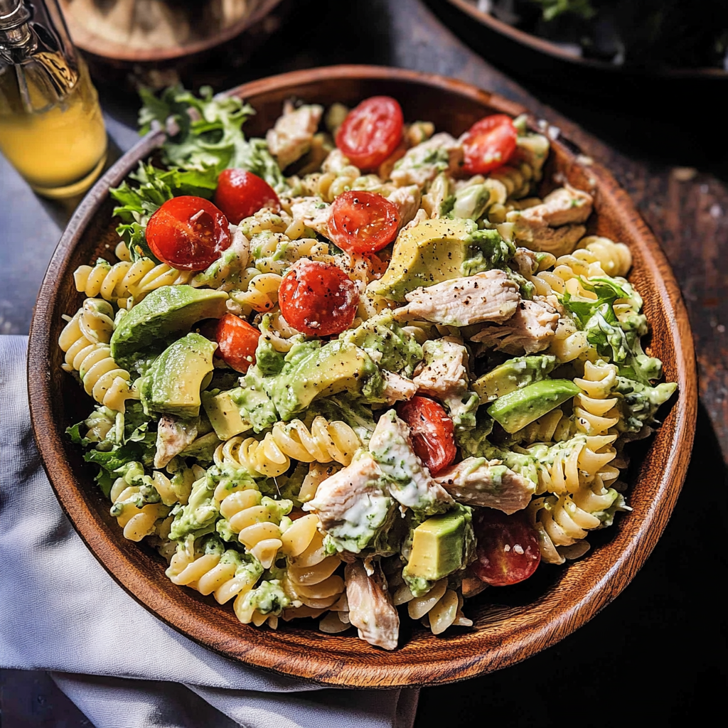 Creamy Avocado Ranch Chicken Pasta Salad
