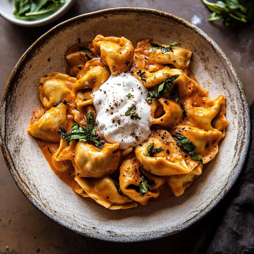 Creamy Roasted Red Pepper Tortellini