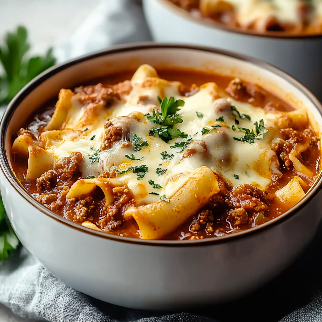 Crockpot Chili Lasagna Soup
