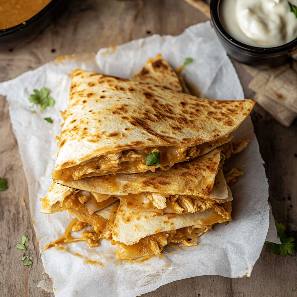 Crockpot Queso Chicken Quesadillas
