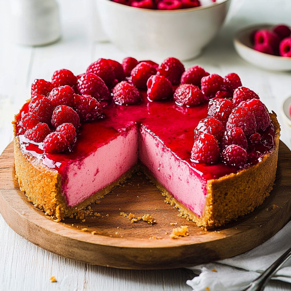 Easy Baked Raspberry Cheesecake