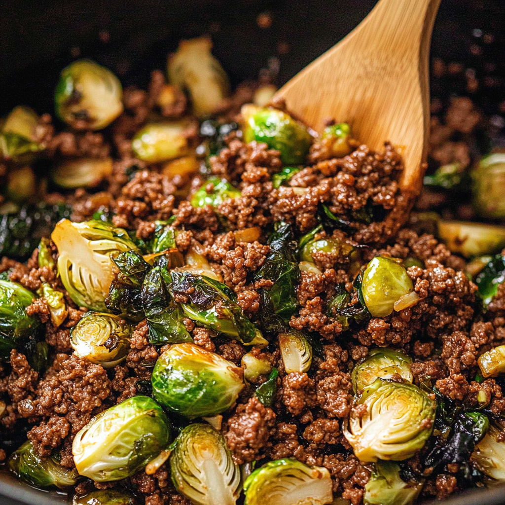 Ground Beef and Brussels Sprouts