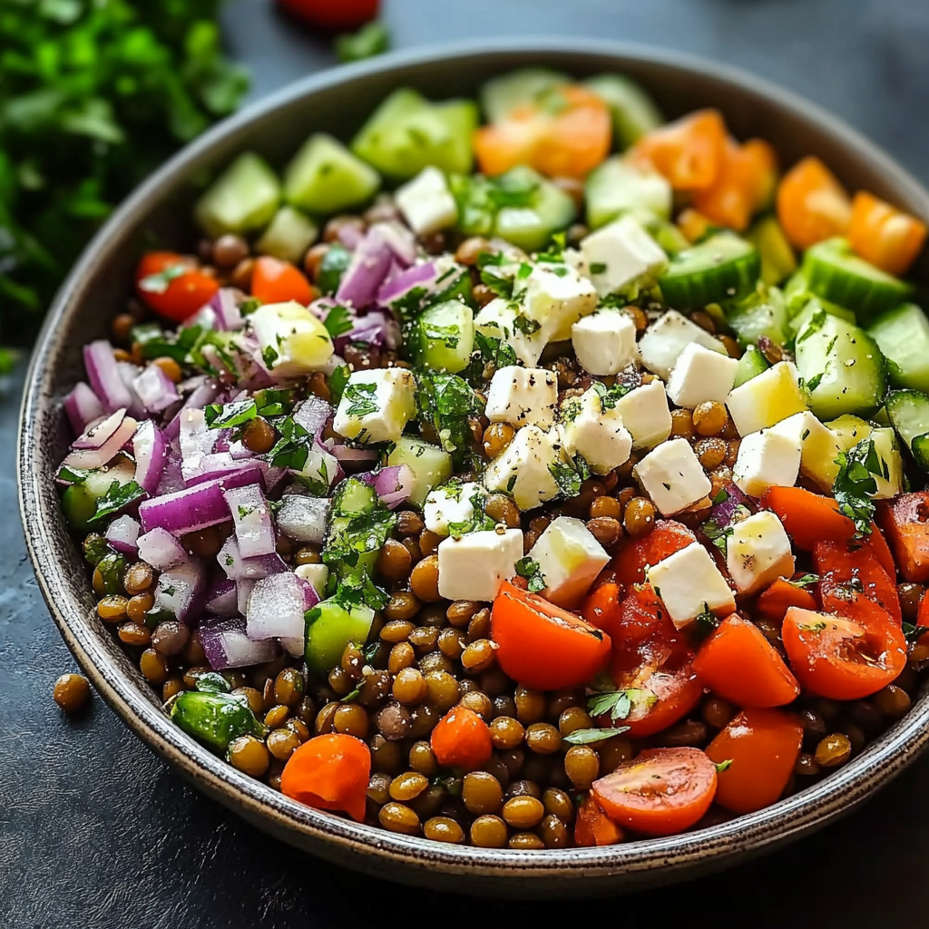 Healthy Mediterranean Lentil Salad