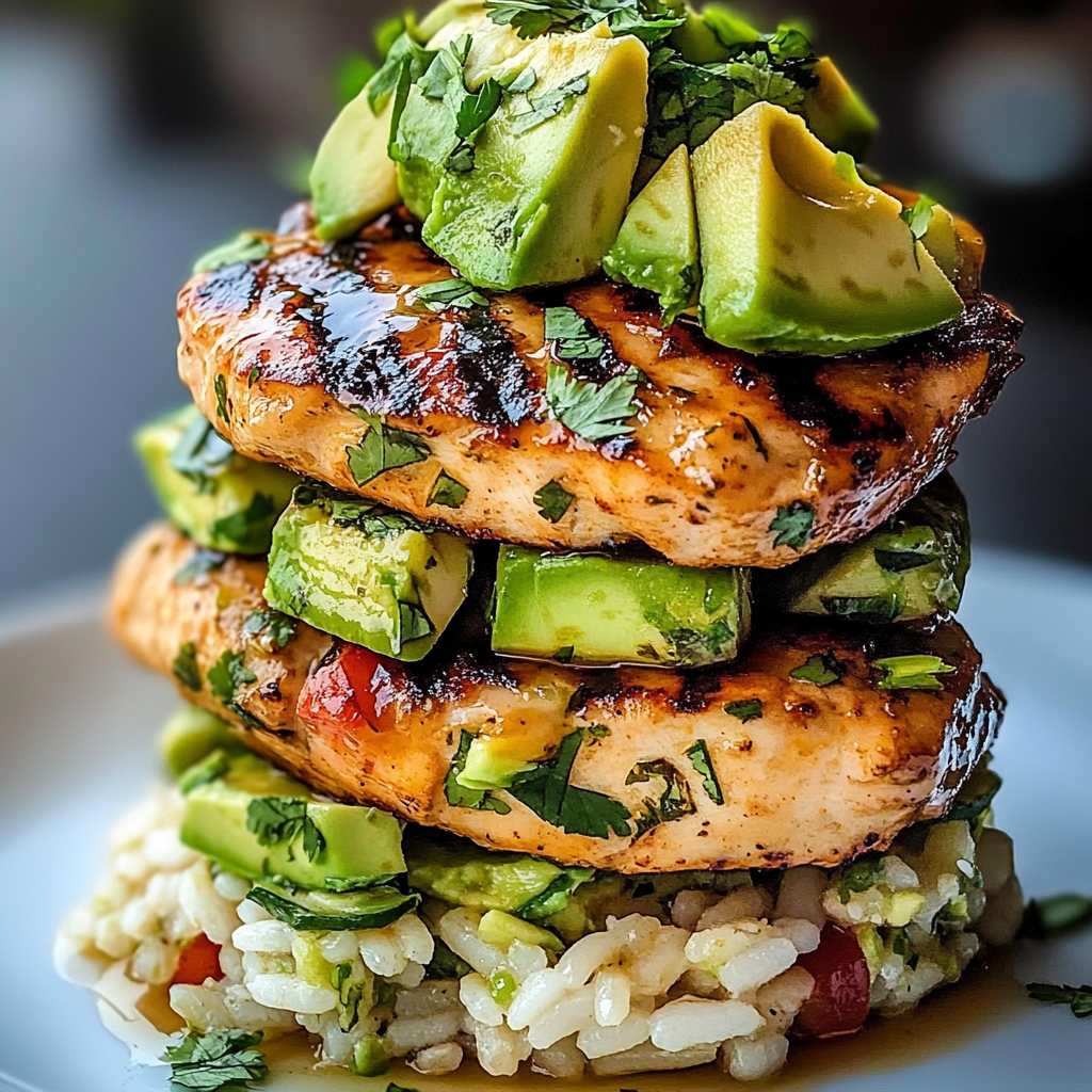 Honey Lime Chicken & Avocado Rice Stack