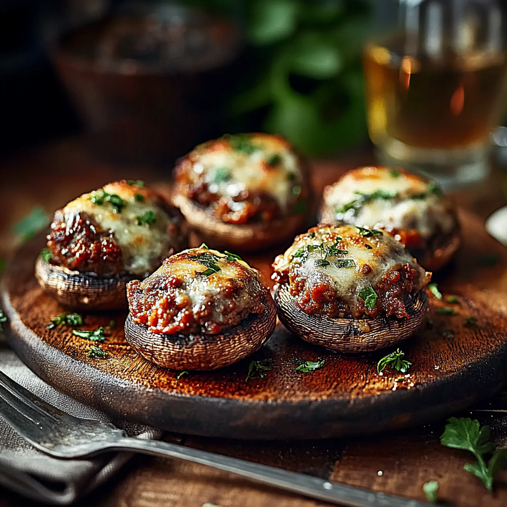 Italian Stuffed Mushrooms with Sundried Tomatoes & Sausage