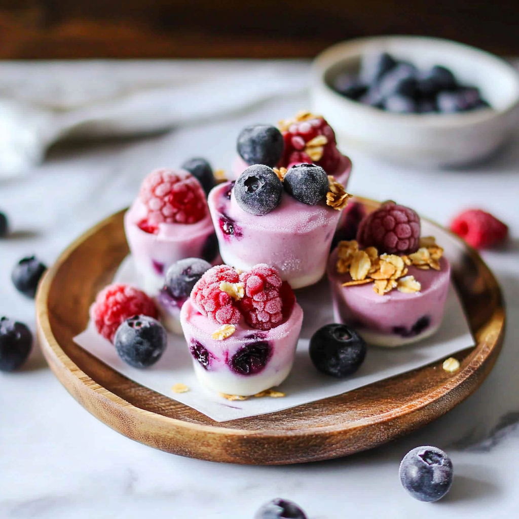 Mixed Berry Frozen Yogurt Bites with Granola
