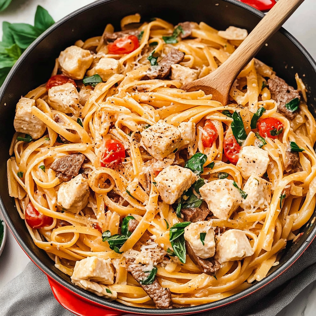 One Pan Philly Cheesesteak Pasta