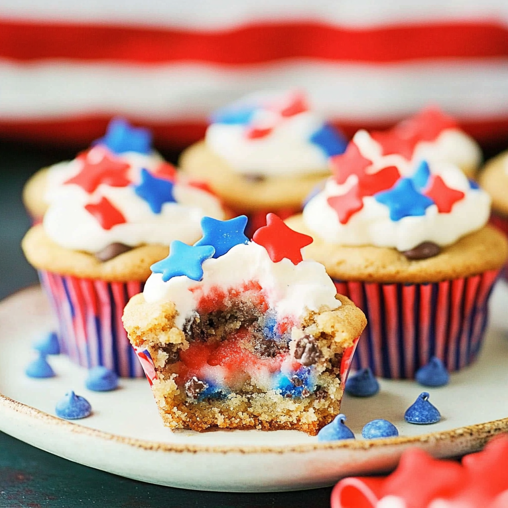 Patriotic Chocolate Chip Cookie Cups