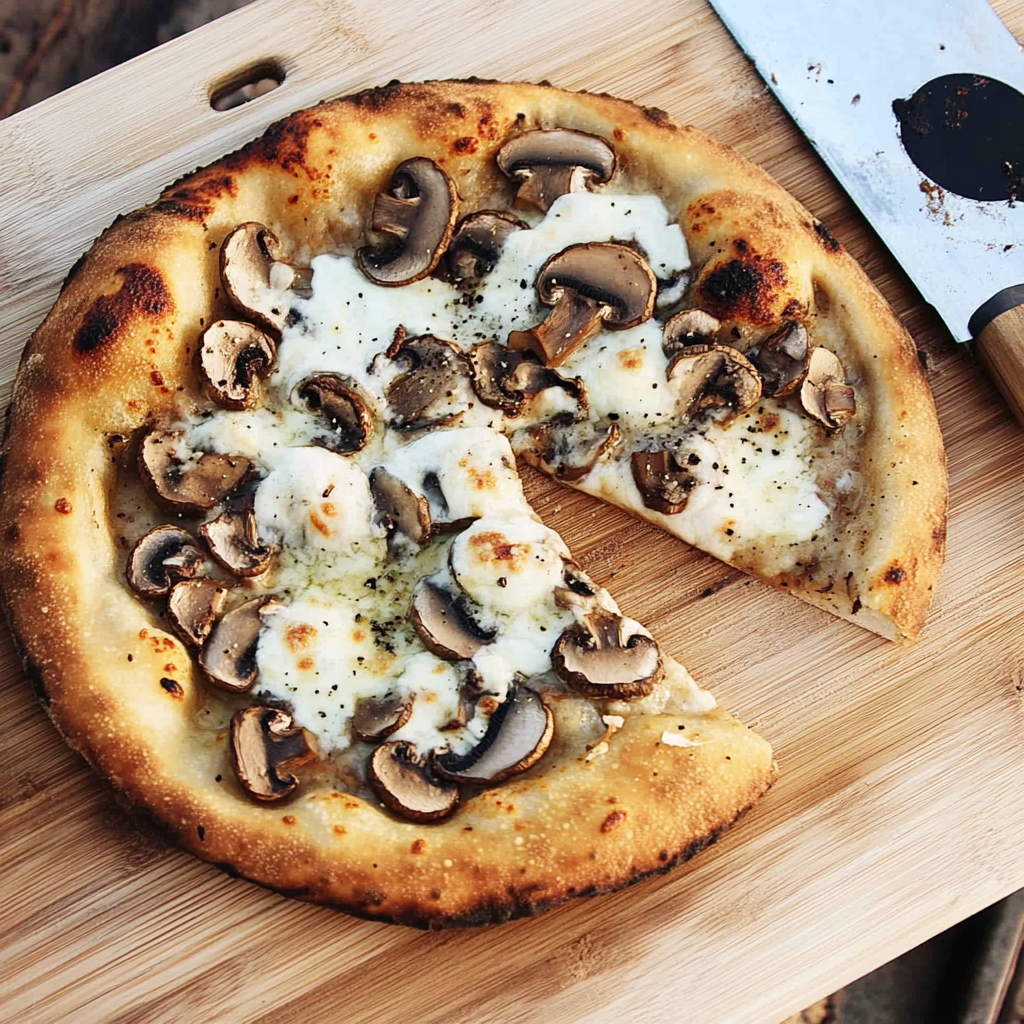 Pizza With Mushrooms, Mozzarella, and Truffle