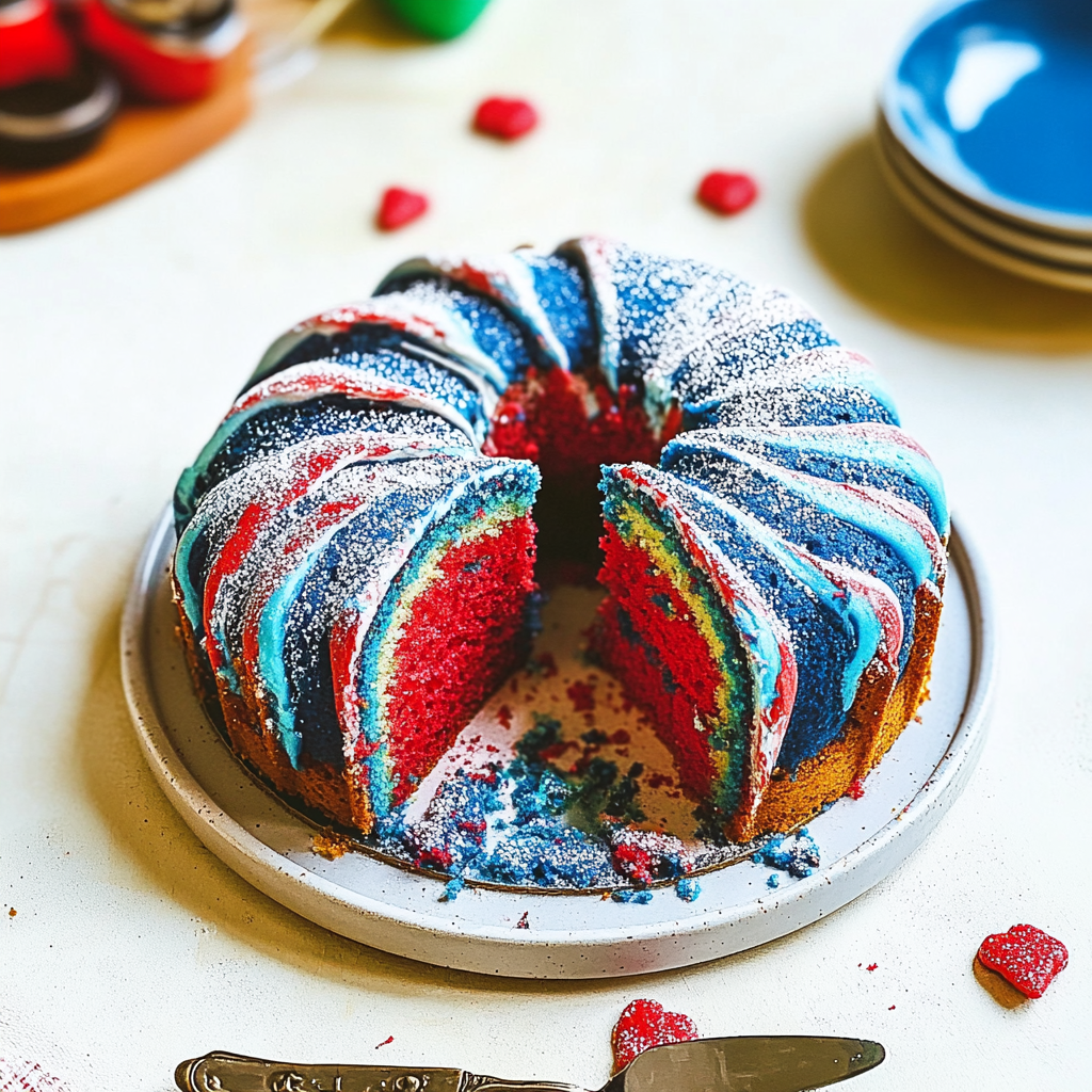 Red White & Blue Marble Cake
