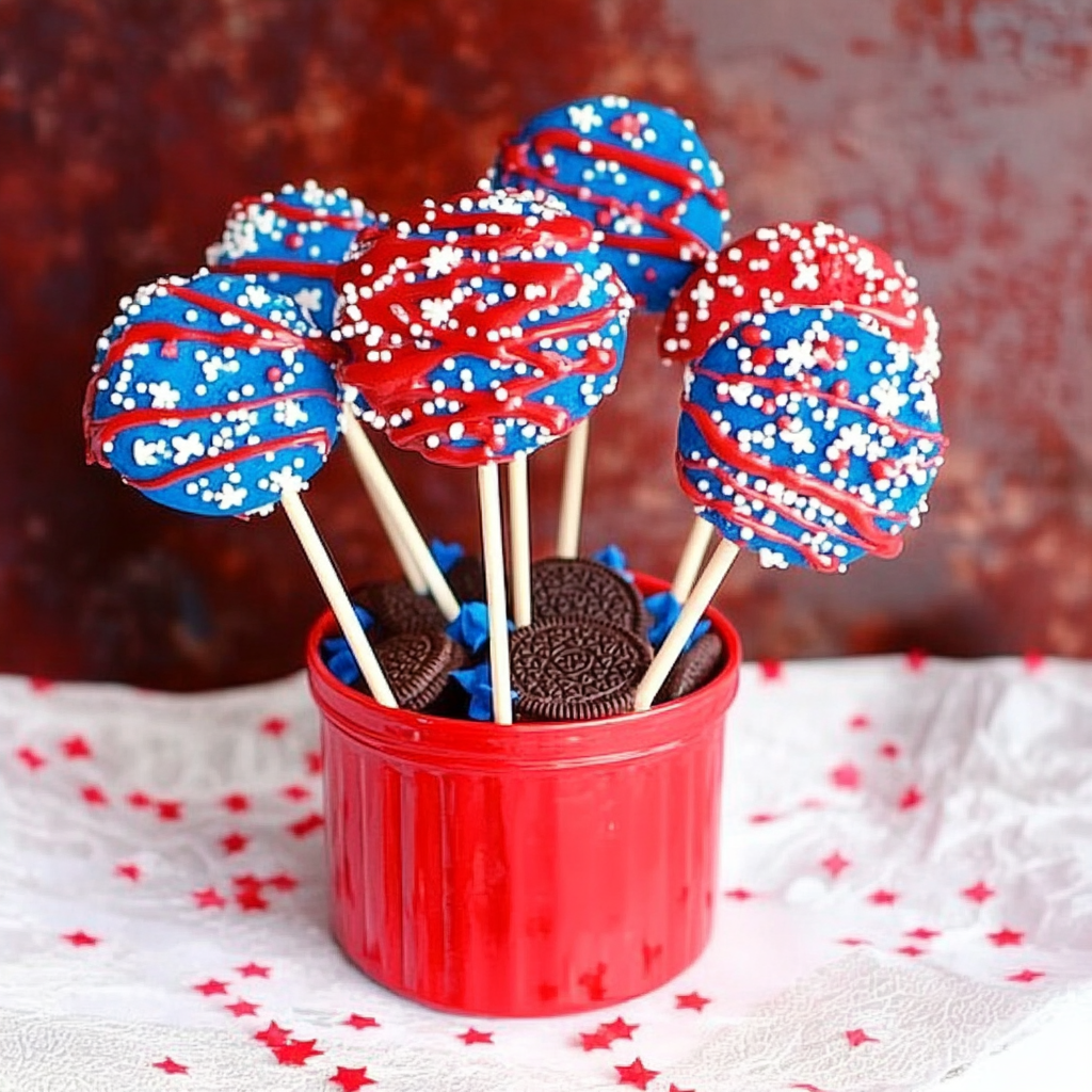 Red White & Blue Oreo Pops