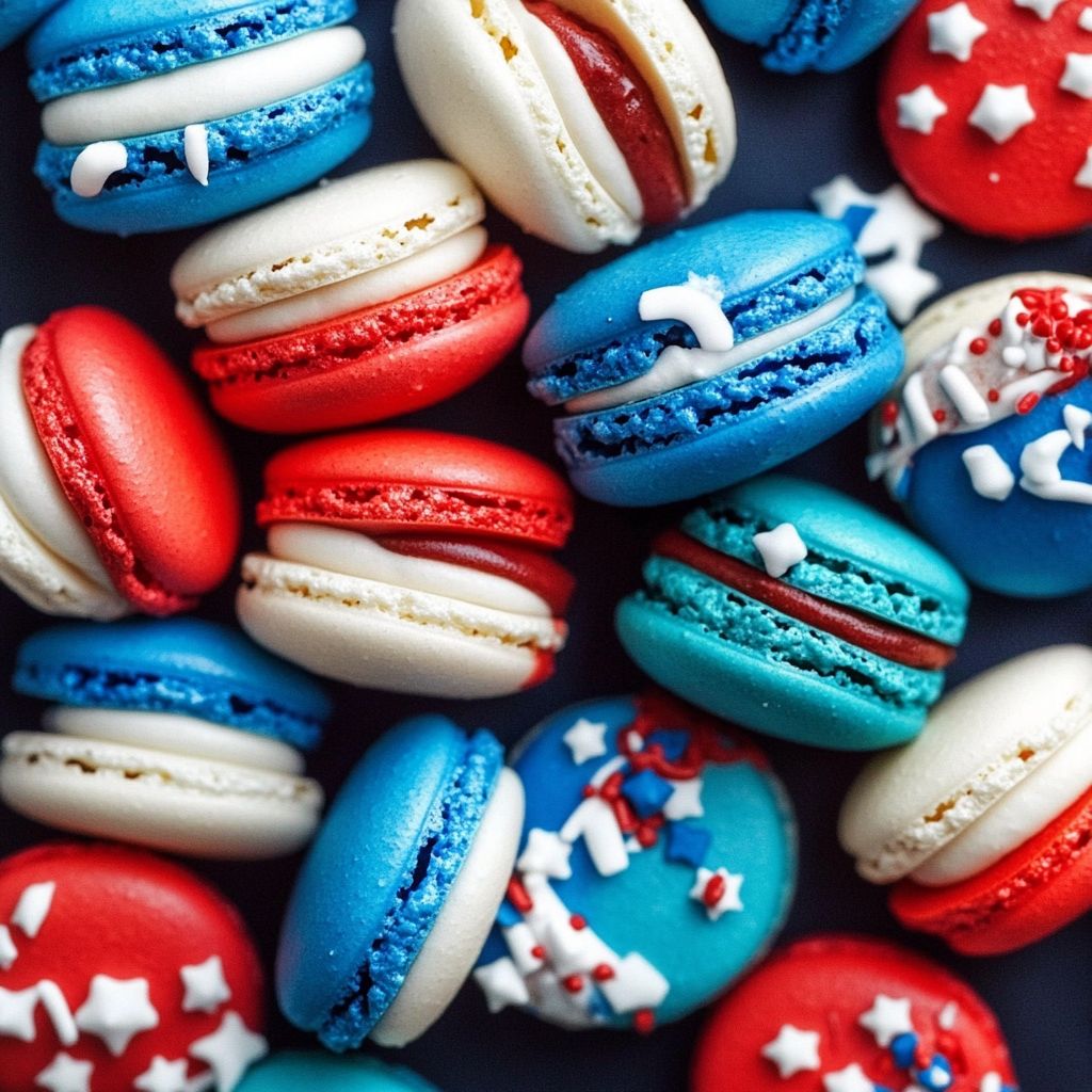 Red White and Blue Macarons