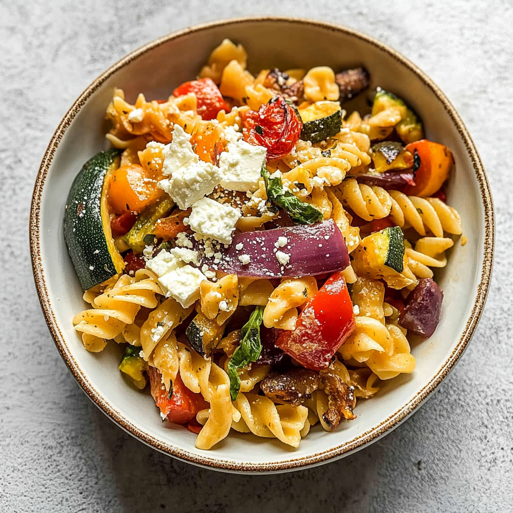 Roasted Veggie Pasta with Feta
