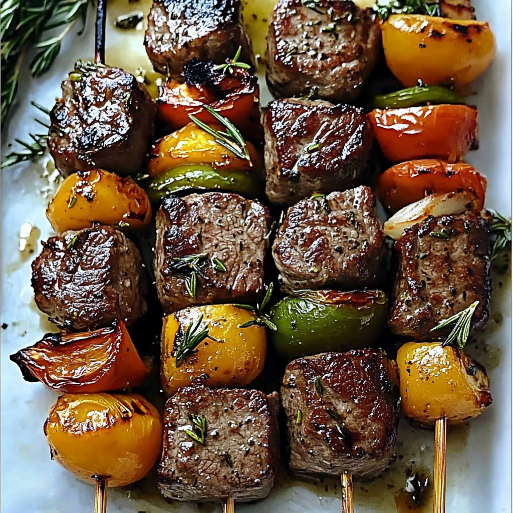 Rosemary Garlic Steak Kebabs
