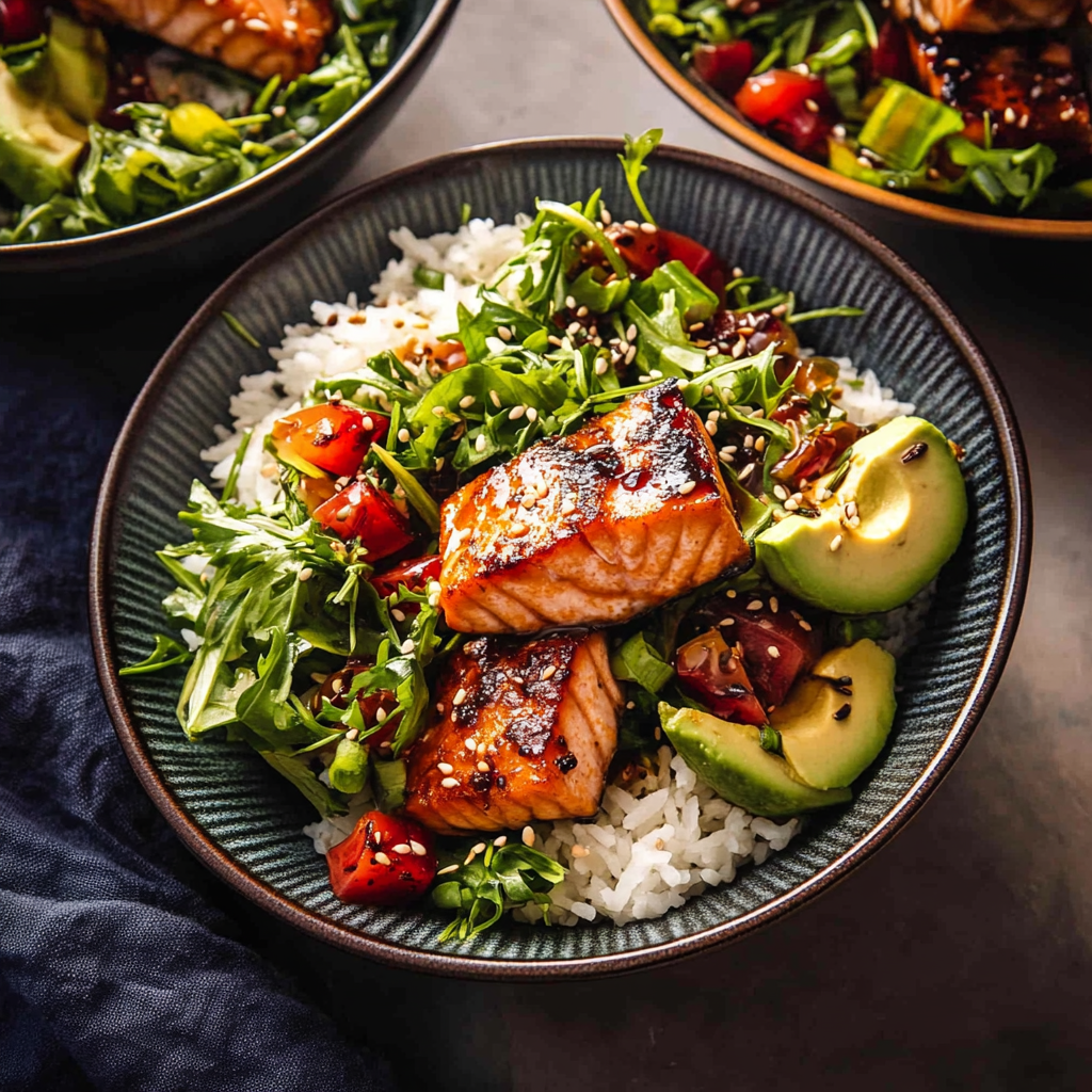 Spicy Ginger Caramelized Salmon Bowl