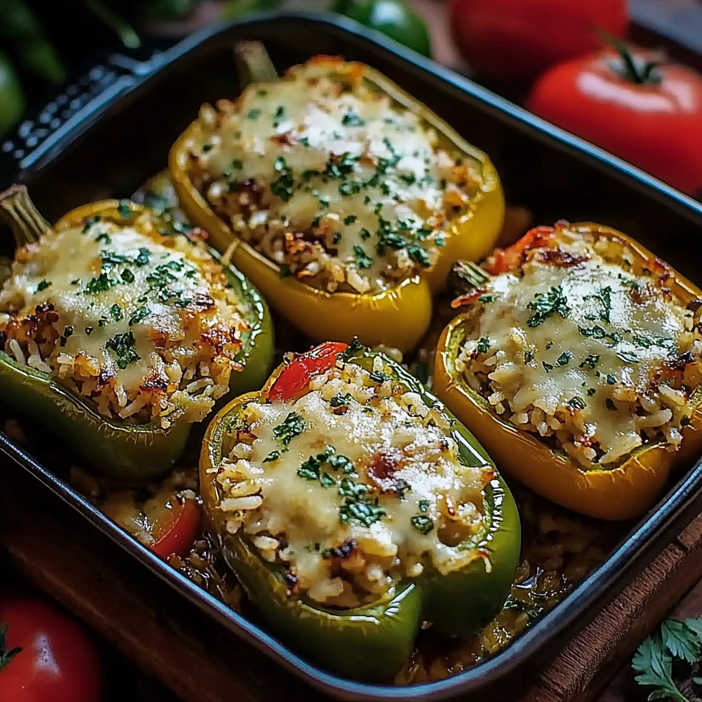 Vegetarian Stuffed Bell Peppers with Rice