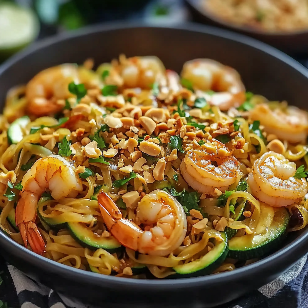 Zucchini Noodle Pad Thai with Shrimp