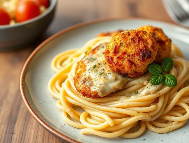 Garlic Chicken Soft Savory Creamy Pasta