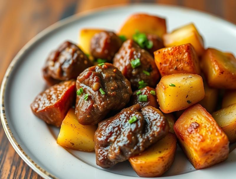 Tender Garlic Beef Rich Savory Potatoes