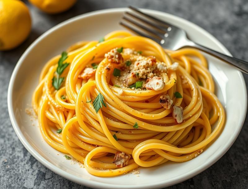 Savory Quick Lemon Garlic Rich Pasta