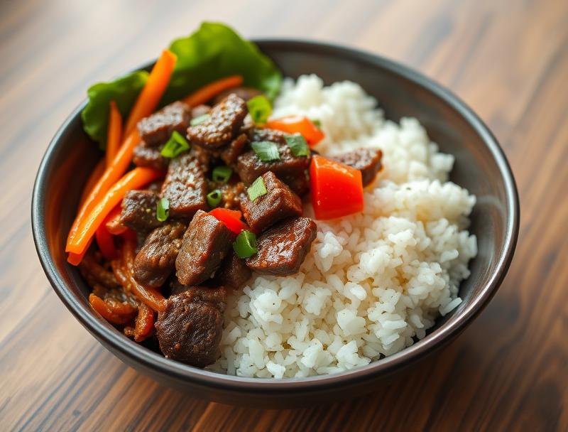 Savory Beef Quick Spicy Pepper Rice