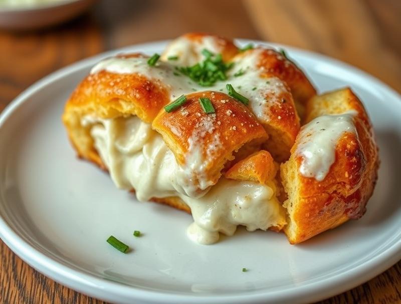 Creamy Chicken Rich Alfredo Cheesy Bread
