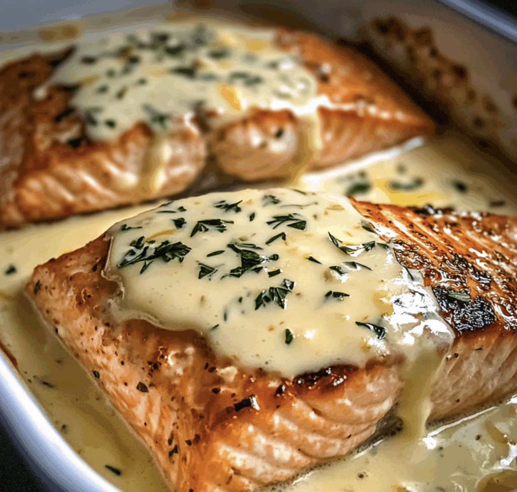 Baked Salmon with Lemon Butter Cream Sauce