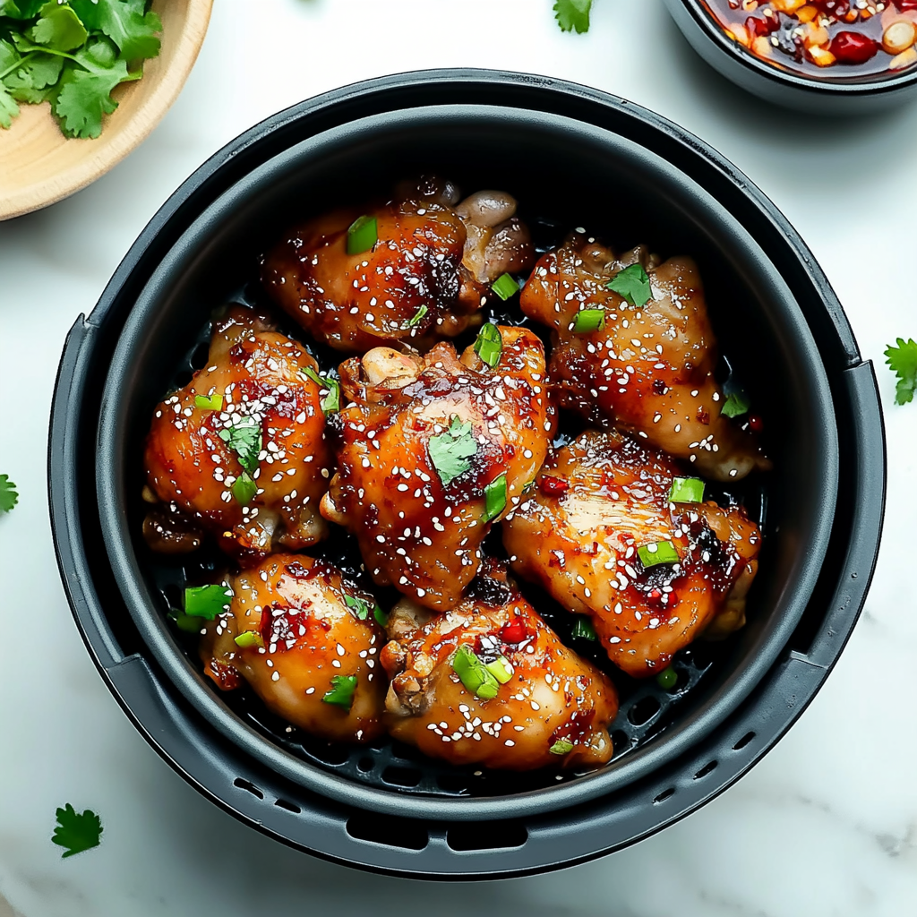 Air Fryer Korean Soy Garlic Chicken Thighs