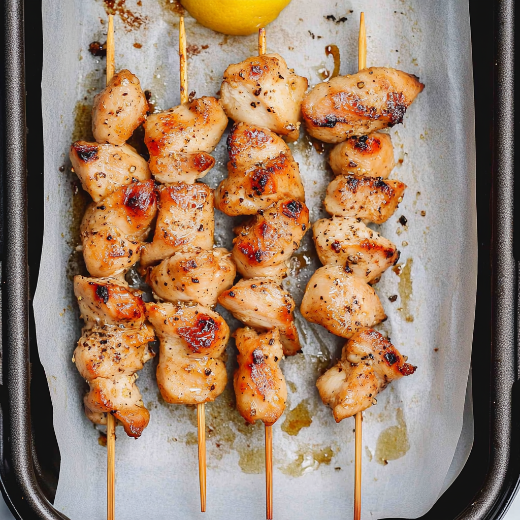 Air Fryer Lemon Pepper Chicken Skewers