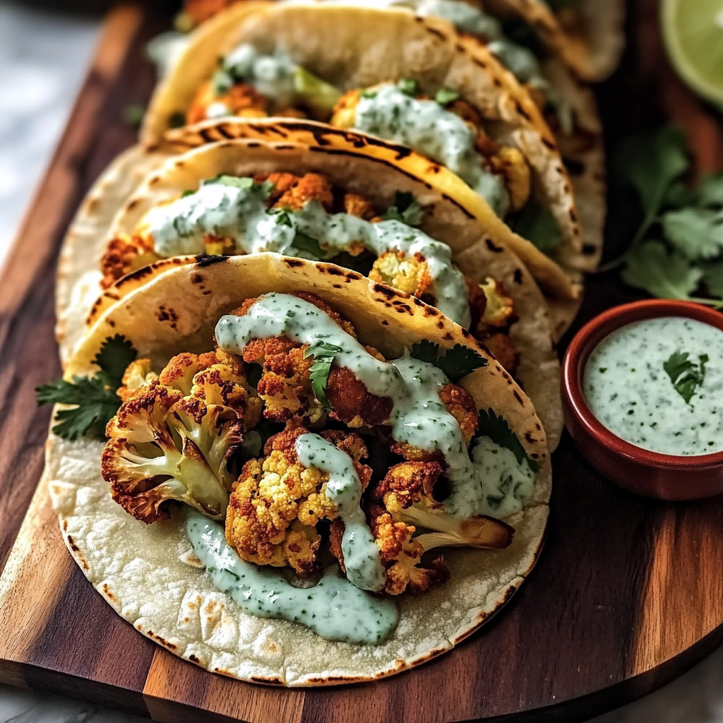 Cauliflower Tacos with Cilantro Lime Crema