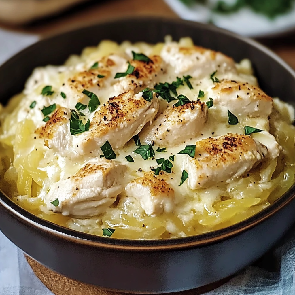 Chicken Alfredo Spaghetti Squash Casserole