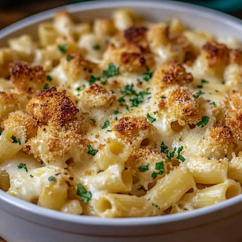 Creamy Garlic Parmesan Chicken Pasta Bake