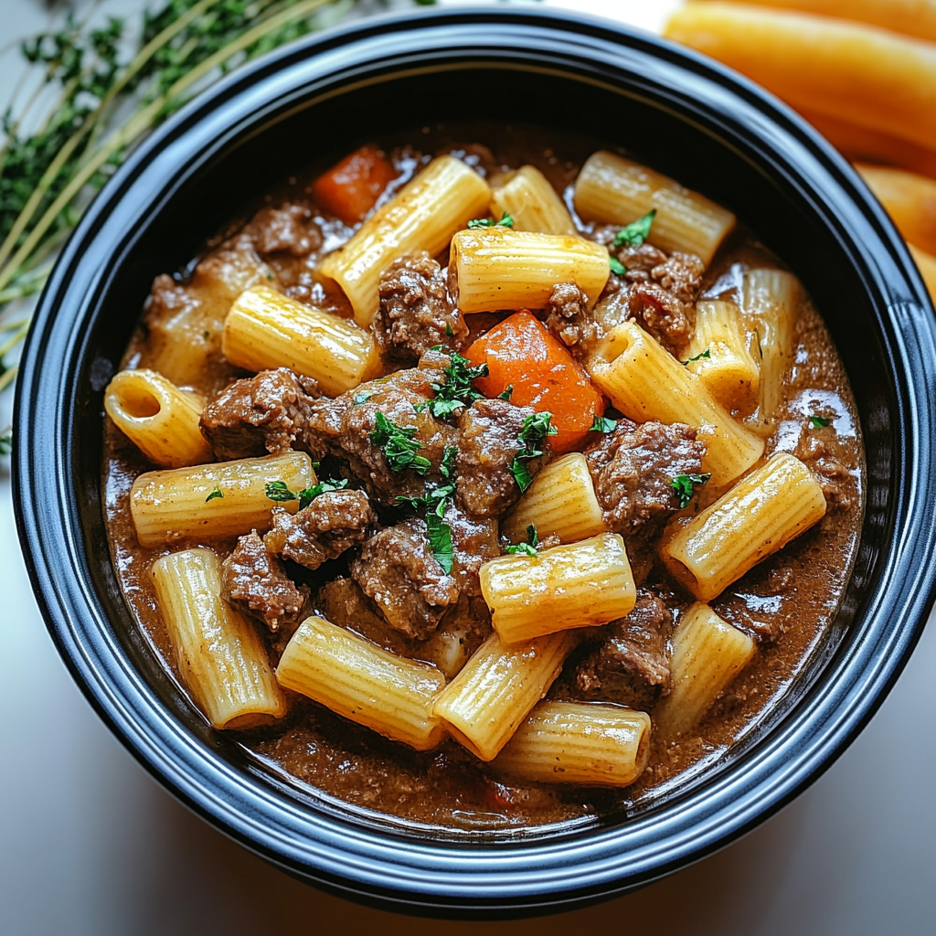 Creamy Slow Cooker Beef Pasta
