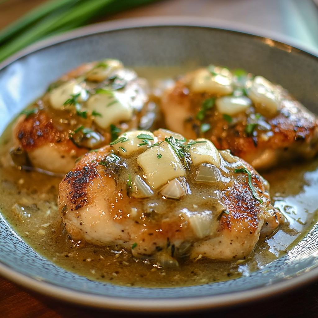 Garlic Chicken with Asiago Gravy