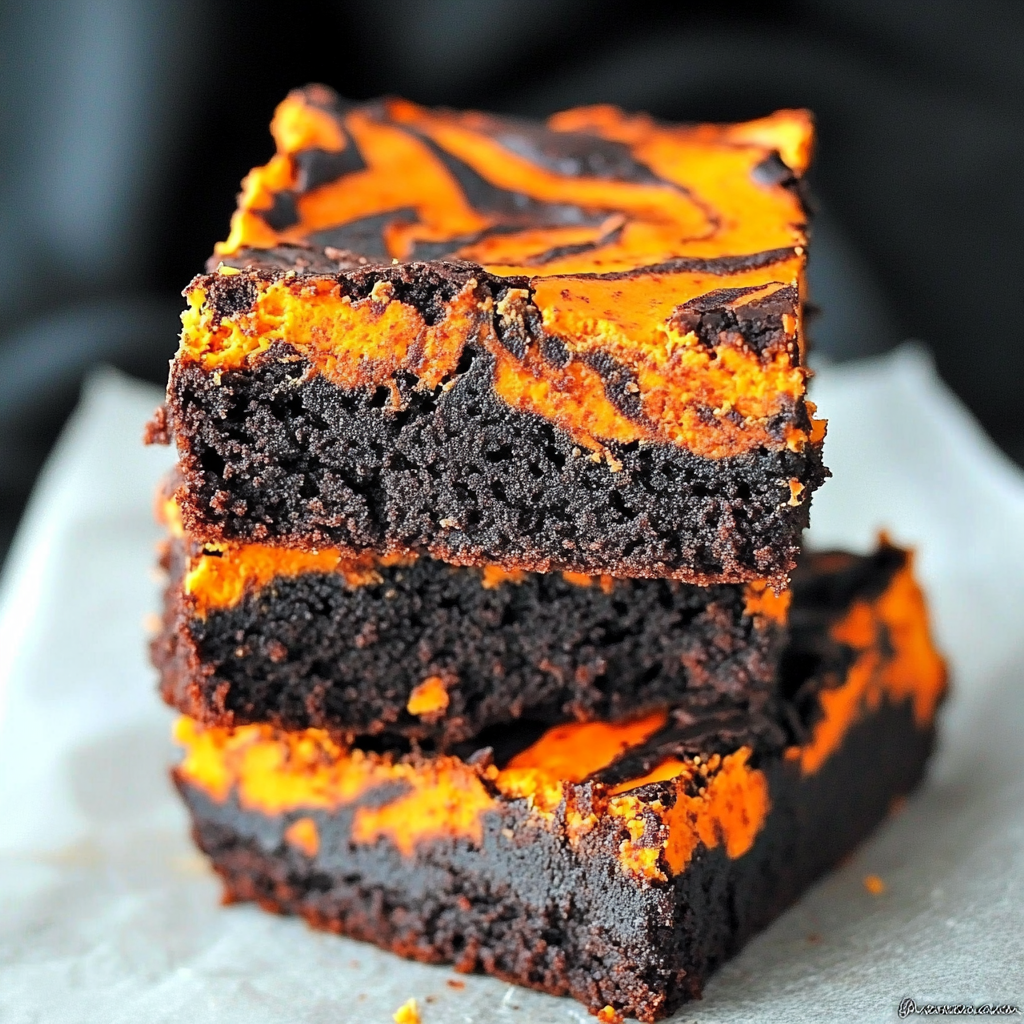 Halloween Swirl Cream Cheese Brownies