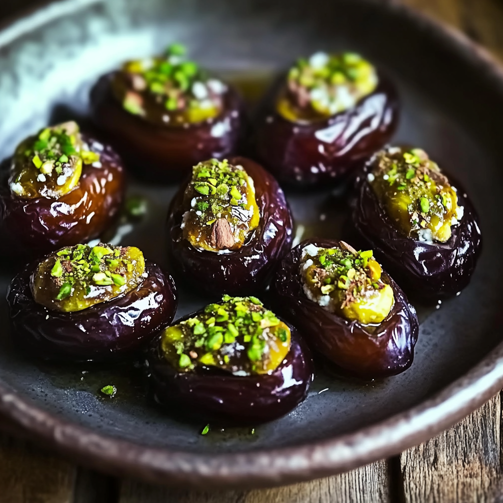 Honey Pistachio Ricotta Stuffed Dates