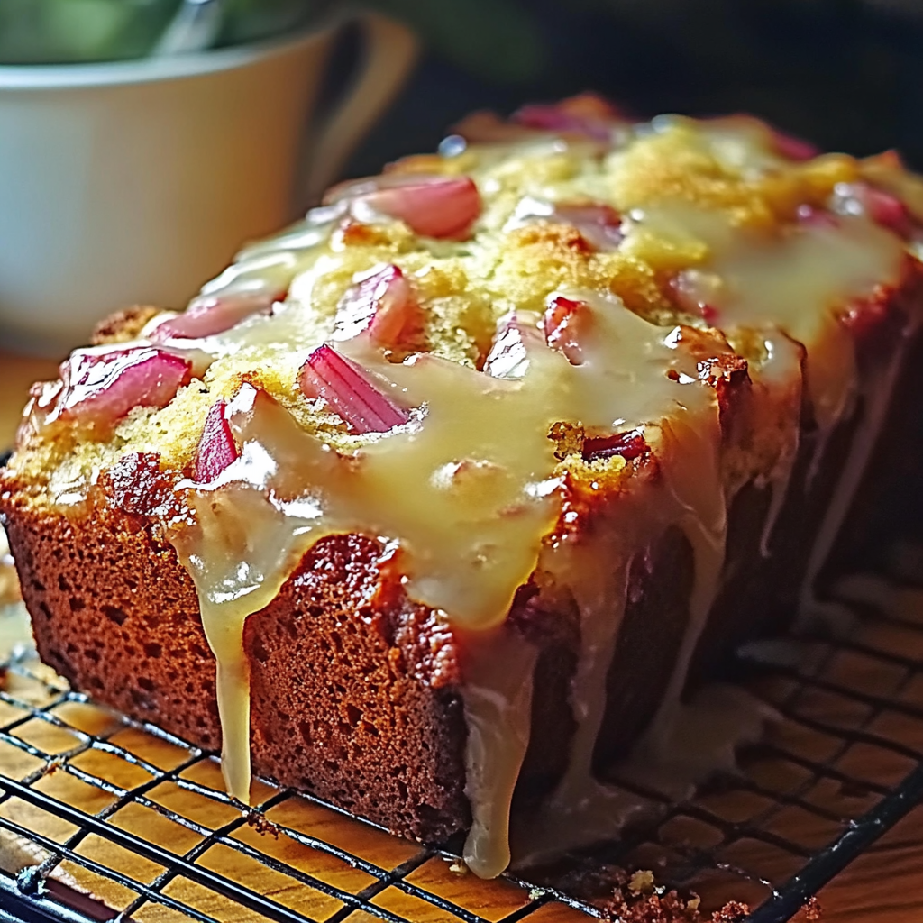 Lemon Rhubarb Loaf with Glaze