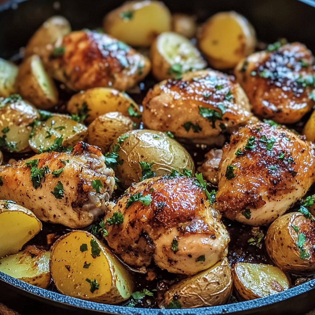 One Pan Honey Garlic Chicken and Potatoes