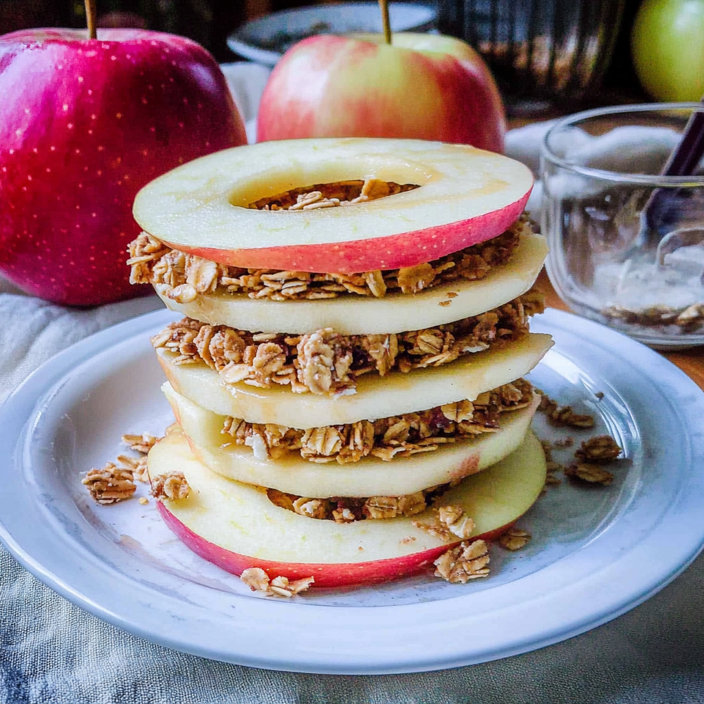 Peanut Butter Apple Sandwiches with Granola