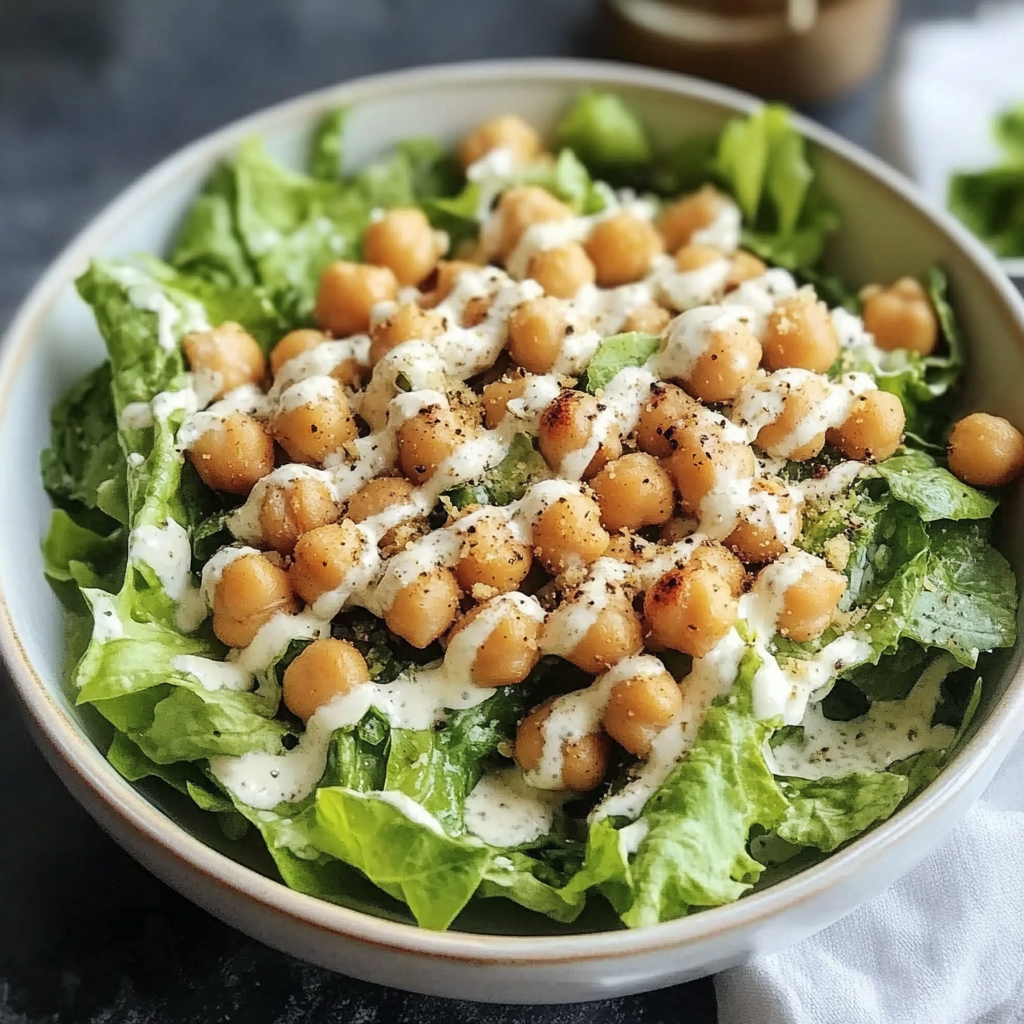 Vegan Caesar Salad with Chickpeas
